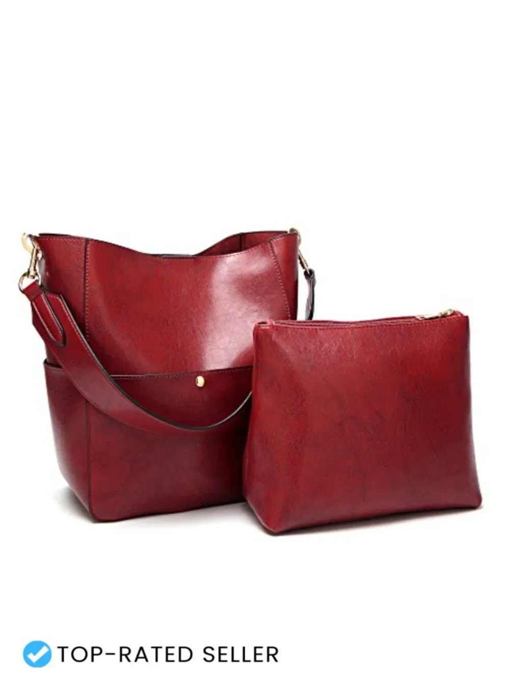 Women's PU Leather Hobo Bucket Bag Shoulder Tote Satchel Handbag Work Bag